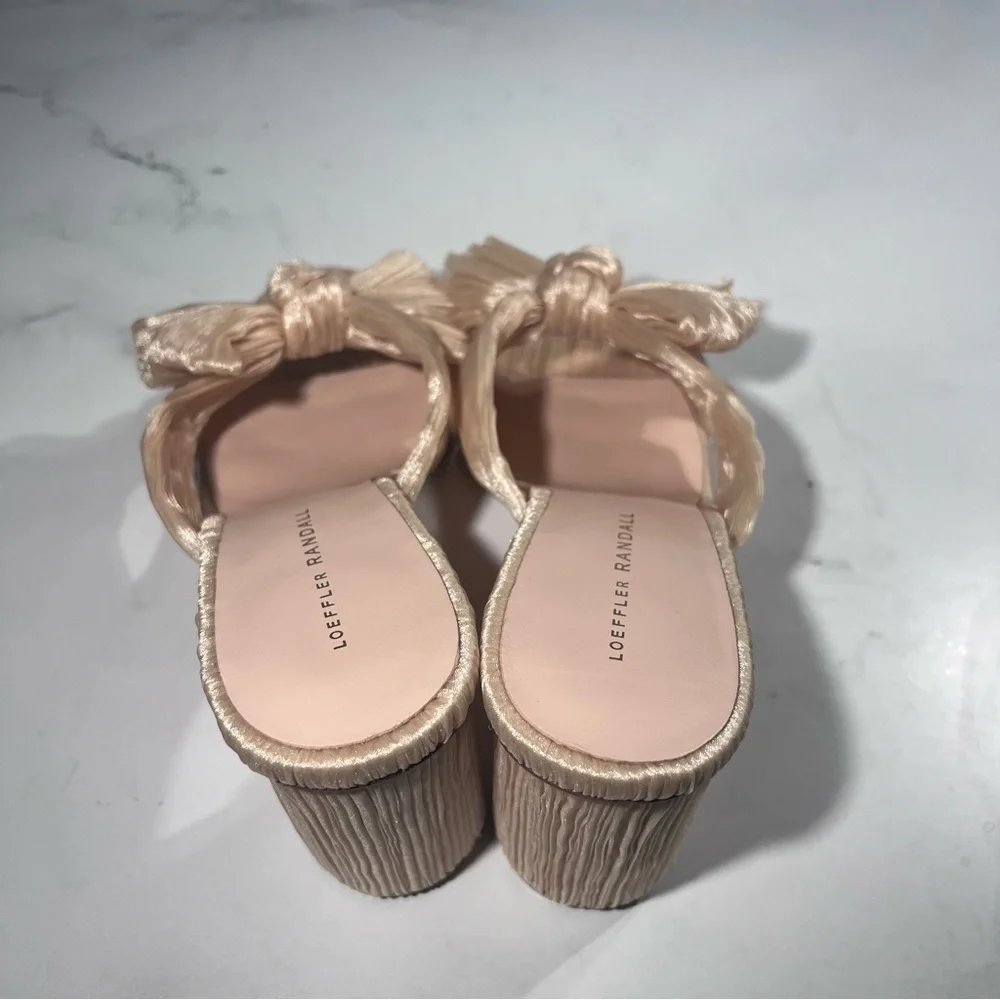 Loeffler Randall Penny Almond Pleated Fabric Knot Mule Heel Sandals - Picture 6 of 8